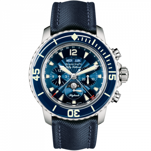 Fifty Fathoms Chronographe Flyback Quantieme Complet Stainless Steel / Blue / Blue Canvas