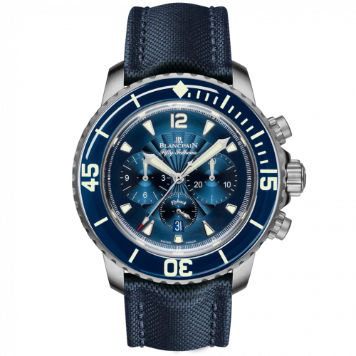 Fifty Fathoms Chronographe Flyback Stainless / Blue / Blue Canvas