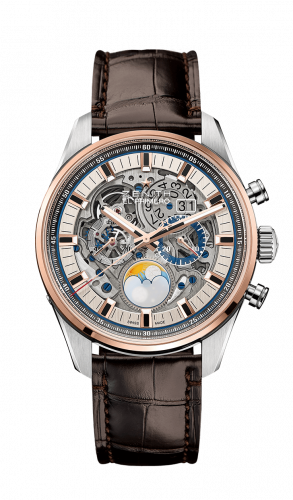 El Primero Chronomaster Grande Date Full Open Stainless Steel / Pink Gold / Alligator