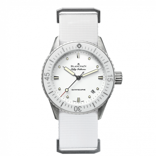 Fifty Fathoms Bathyscaphe Stainless Steel / White / White Nato