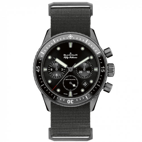Fifty Fathoms Bathyscaphe Flyback Chronograph Black Ceramic / Black / Black Nato