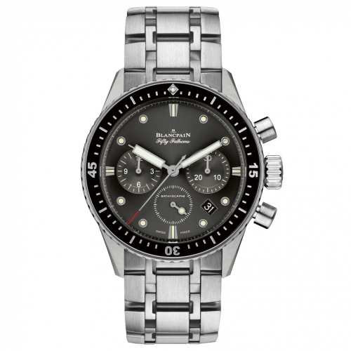 Fifty Fathoms Bathyscaphe Flyback Chronograph Stainless Steel / Grey / Bracelet