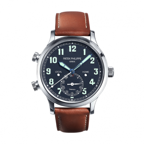 Calatrava Pilot Travel Time 5524 Tiffany White Gold / Blue