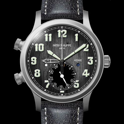 Calatrava Pilot Travel Time 5524 Titanium / Black