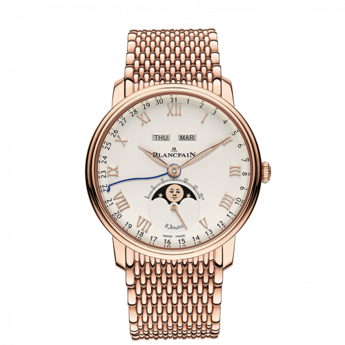 Villeret Quantieme Complet 8 Jours Red Gold / White / Bracelet