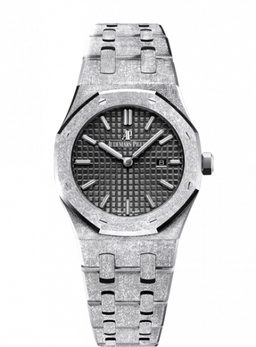Royal Oak 67653 Quartz Frosted White Gold / Black / Bracelet