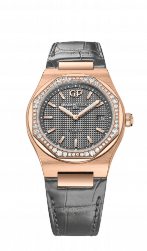 Laureato 34 Quartz Pink Gold / Diamond / Grey / Alligator