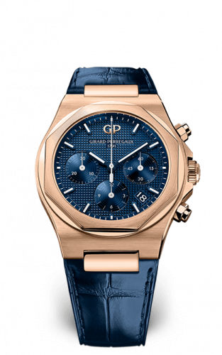 Laureato 38 Chronograph Pink Gold / Blue/ Alligator