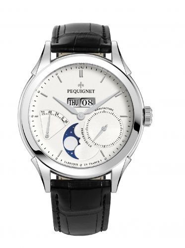 Rue Royale Moonphase Stainless Steel / Silver / Black Alligator