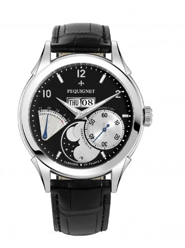 Rue Royale Moonphase Stainless Steel / Black Panda / Black Alligator