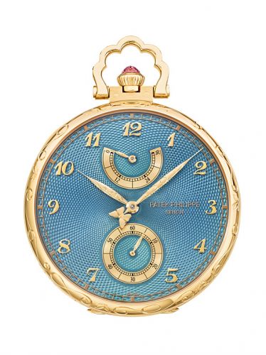 Pocket Watch Lepine Power Reserve Yellow Gold / Butterflies and Orchids