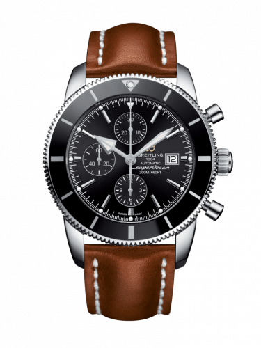 Superocean Heritage II 46 Chronograph Stainless Steel / Black / Black /  Calf / Pin