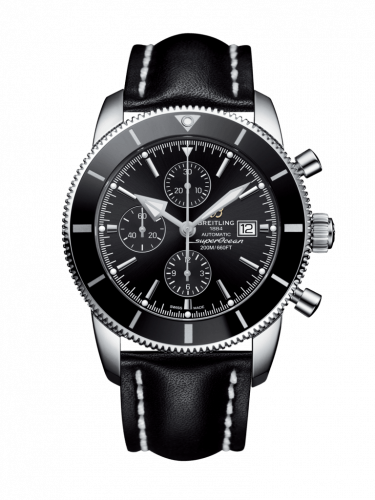 Superocean Heritage II 46 Chronograph Stainless Steel / Black / Black /  Calf / Pin