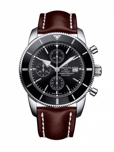 Superocean Heritage II 46 Chronograph Stainless Steel / Black / Black /  Calf / Pin