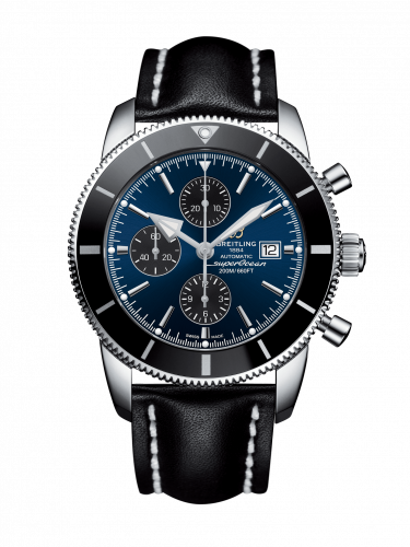 Superocean Heritage II 46 Chronograph Stainless Steel / Black / Blue / Calf / Pin