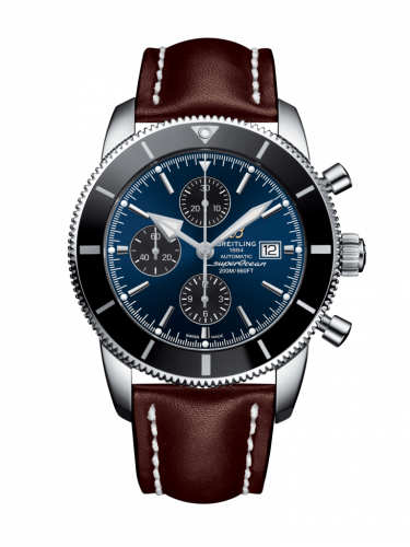 Superocean Heritage II 46 Chronograph Stainless Steel / Black / Blue / Calf / Folding