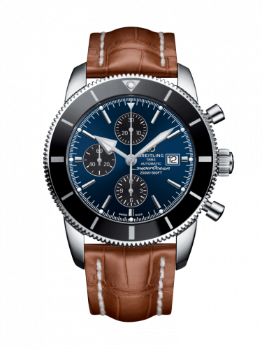 Superocean Heritage II 46 Chronograph Stainless Steel / Black / Blue / Croco / Pin