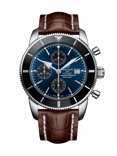 Superocean Heritage II 46 Chronograph Stainless Steel / Black / Blue / Croco / Folding
