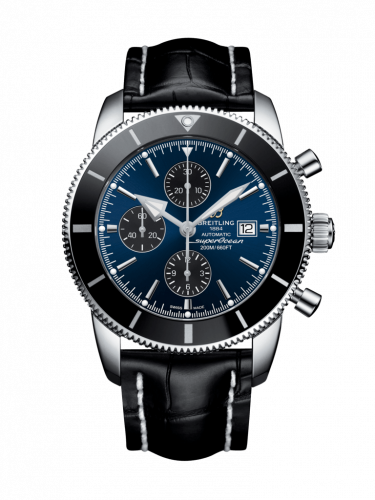 Superocean Heritage II 46 Chronograph Stainless Steel / Black / Blue / Croco / Folding
