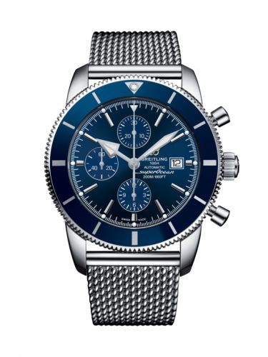 Superocean Heritage II 46 Chronograph Stainless Steel / Blue / Blue /  Milanese