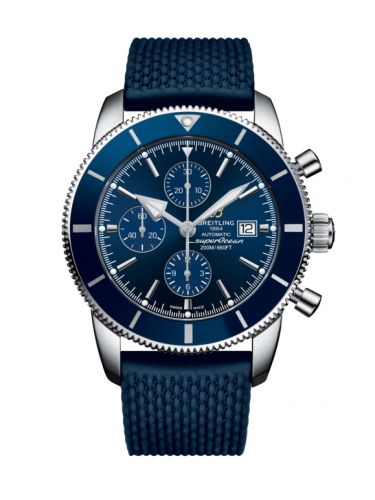 Superocean Heritage II 46 Chronograph Stainless Steel / Blue / Blue /  Rubber / Pin