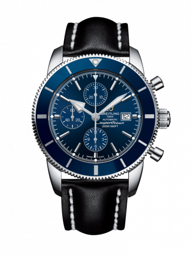 Superocean Heritage II 46 Chronograph Stainless Steel / Blue / Blue /  Calf / Pin