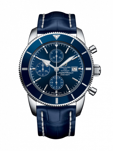 Superocean Heritage II 46 Chronograph Stainless Steel / Blue / Blue /  Croco / Pin