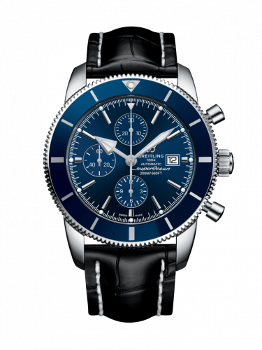 Superocean Heritage II 46 Chronograph Stainless Steel / Blue / Blue /  Croco / Pin