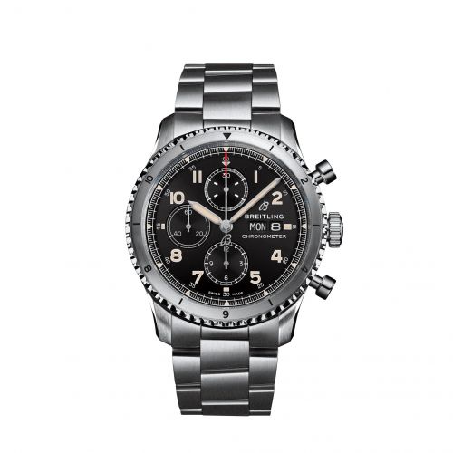 Aviator 8 Chronograph 43 Stainless Steel / Black / Bracelet