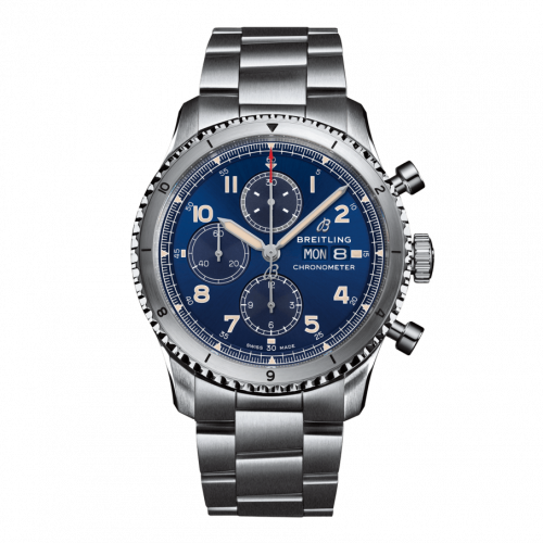 Aviator 8 Chronograph 43 Stainless Steel / Blue / Bracelet