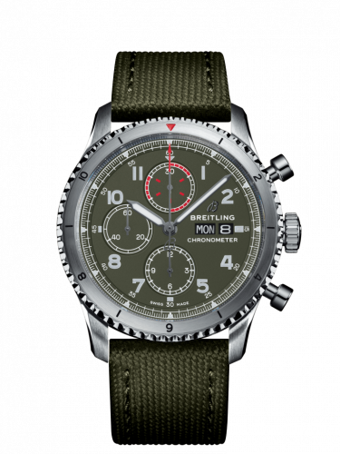 Aviator 8 Chronograph 43 Stainless Steel / Curtiss Warhawk / Canvas / Folding