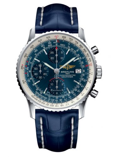 Navitimer Heritage Stainless Steel / Aurora Blue / Croco