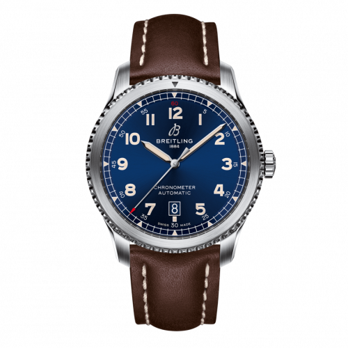 Aviator 8 Automatic 41 Stainless Steel / Blue / Calf / Pin