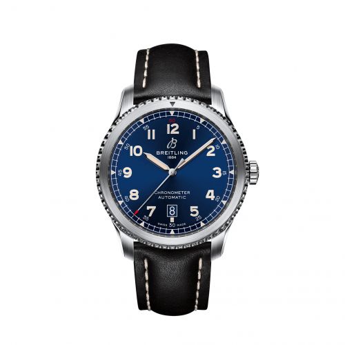 Aviator 8 Automatic 41 Stainless Steel / Blue / Calf / Folding