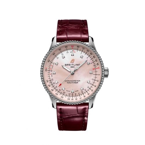 Navitimer 1 35 Automatic Stainless Steel / Pink MOP / eComm / Croco
