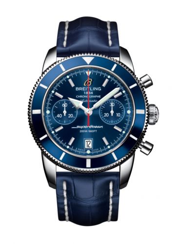 Superocean Heritage 44 Chronograph Stainless Steel / Blue / Blue / Croco