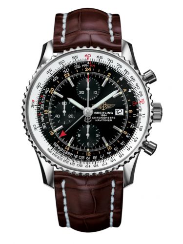 Navitimer World Stainless Steel / Black / Croco / Pin