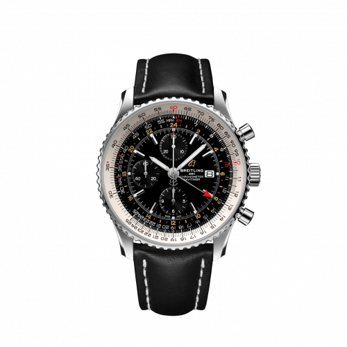Navitimer 1 Chronograph GMT Stainless Steel / Black / Calf / Pin