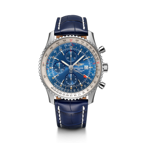 Navitimer World Stainless Steel / Blue / Croco / Pin