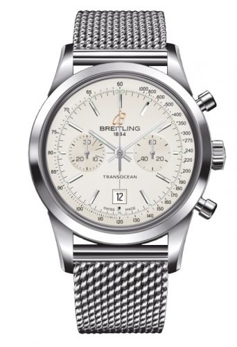 Transocean Chronograph 38 Silver / Milanese