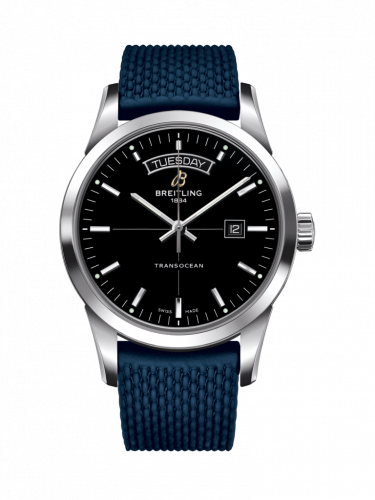 Transocean Day & Date Stainless Steel / Black / Rubber / Folding
