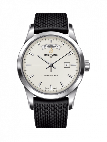 Transocean Day & Date Stainless Steel / Silver / Rubber / Pin