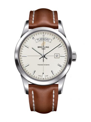 Transocean Day & Date Stainless Steel / Silver / Calf / Pin