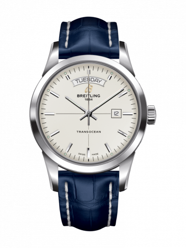 Transocean Day & Date Stainless Steel / Silver / Croco / Folding