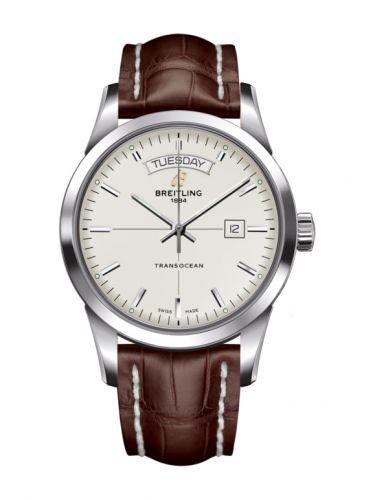 Transocean Day & Date Stainless Steel / Silver / Croco / Pin