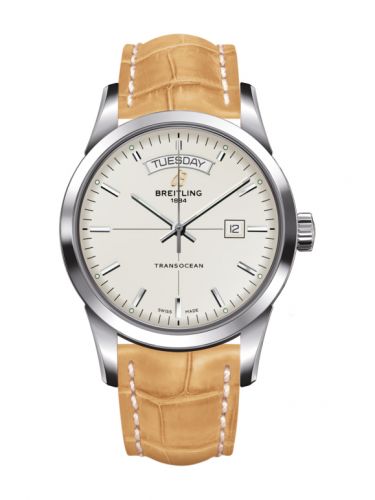 Transocean Day & Date Stainless Steel / Silver / Croco / Pin