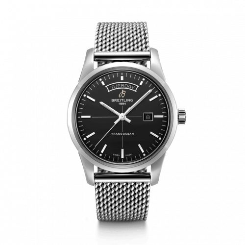 Transocean Day & Date Stainless Steel / Black / Milanese