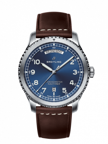 Navitimer 8 Automatic Day & Date 41 Stainless Steel / Blue / Brown Calf / Pin