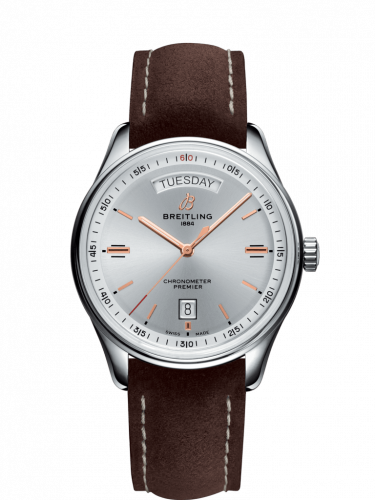 Premier Automatic Day & Date 40 Stainless Steel / Silver / Nubuck Brown / Folding