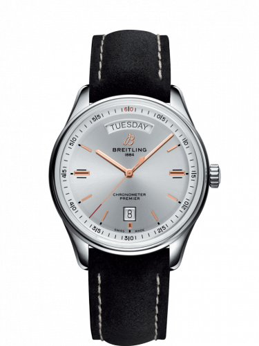 Premier Automatic Day & Date 40 Stainless Steel / Silver / Nubuck Black / Folding